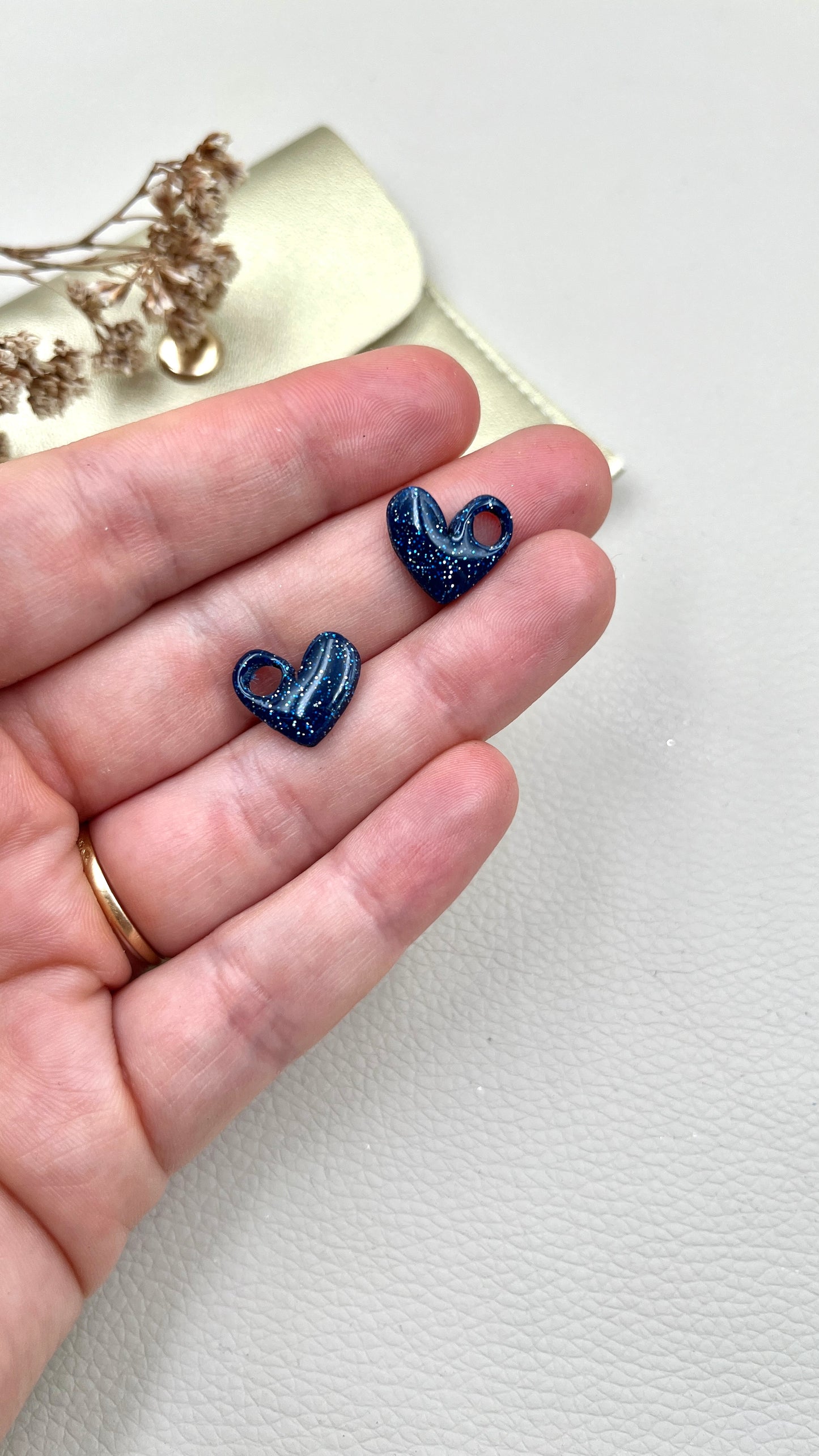 Pampilles cœur bleu pailleté