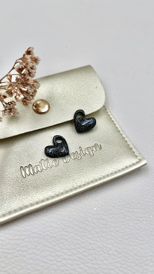 Pampilles cœur noirs pailletés