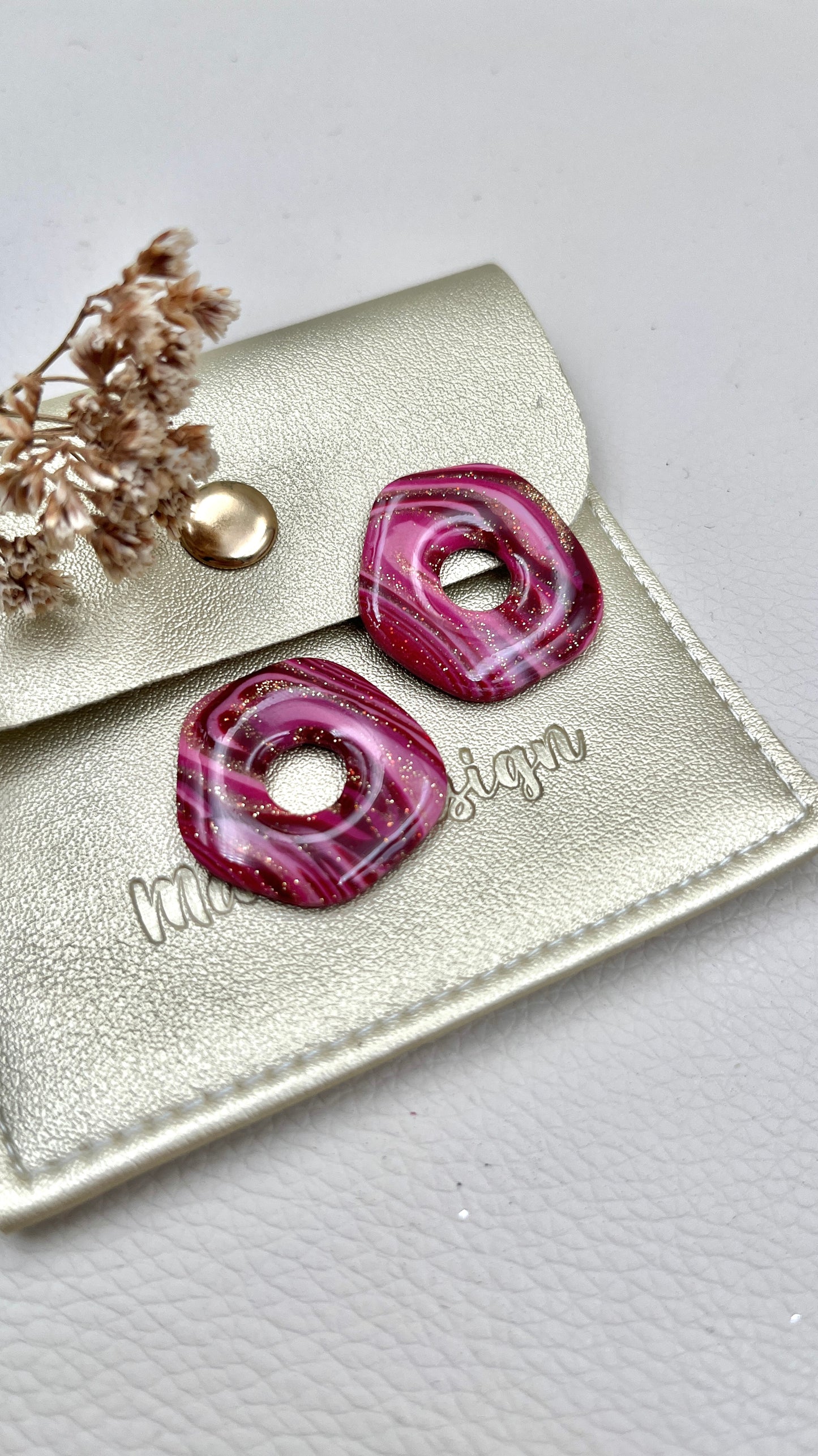 Pampilles asymétriques marbrés roses