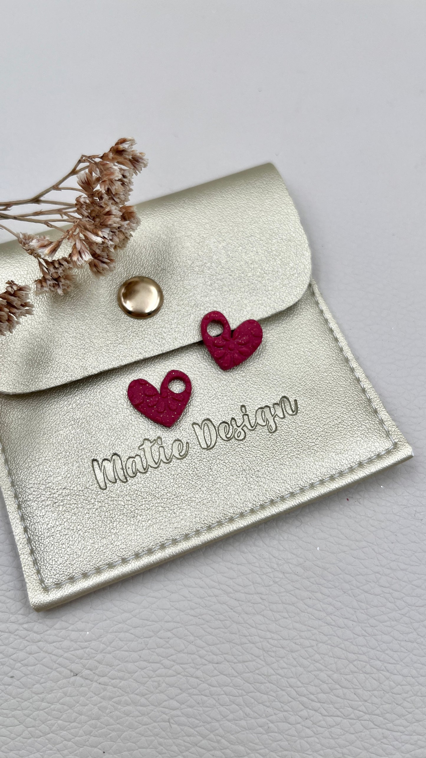 Pampilles cœur bordeaux