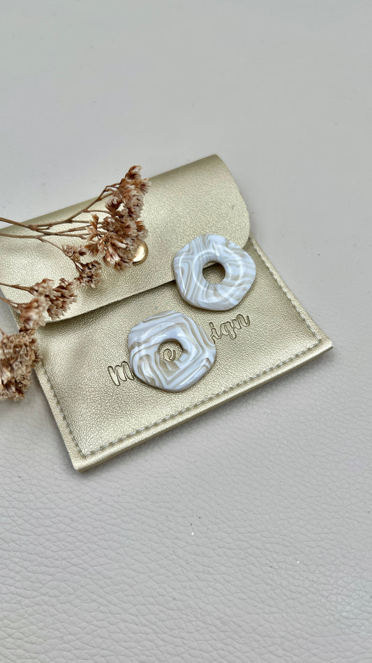 Pampilles asymétriques marbrés beige/blanc