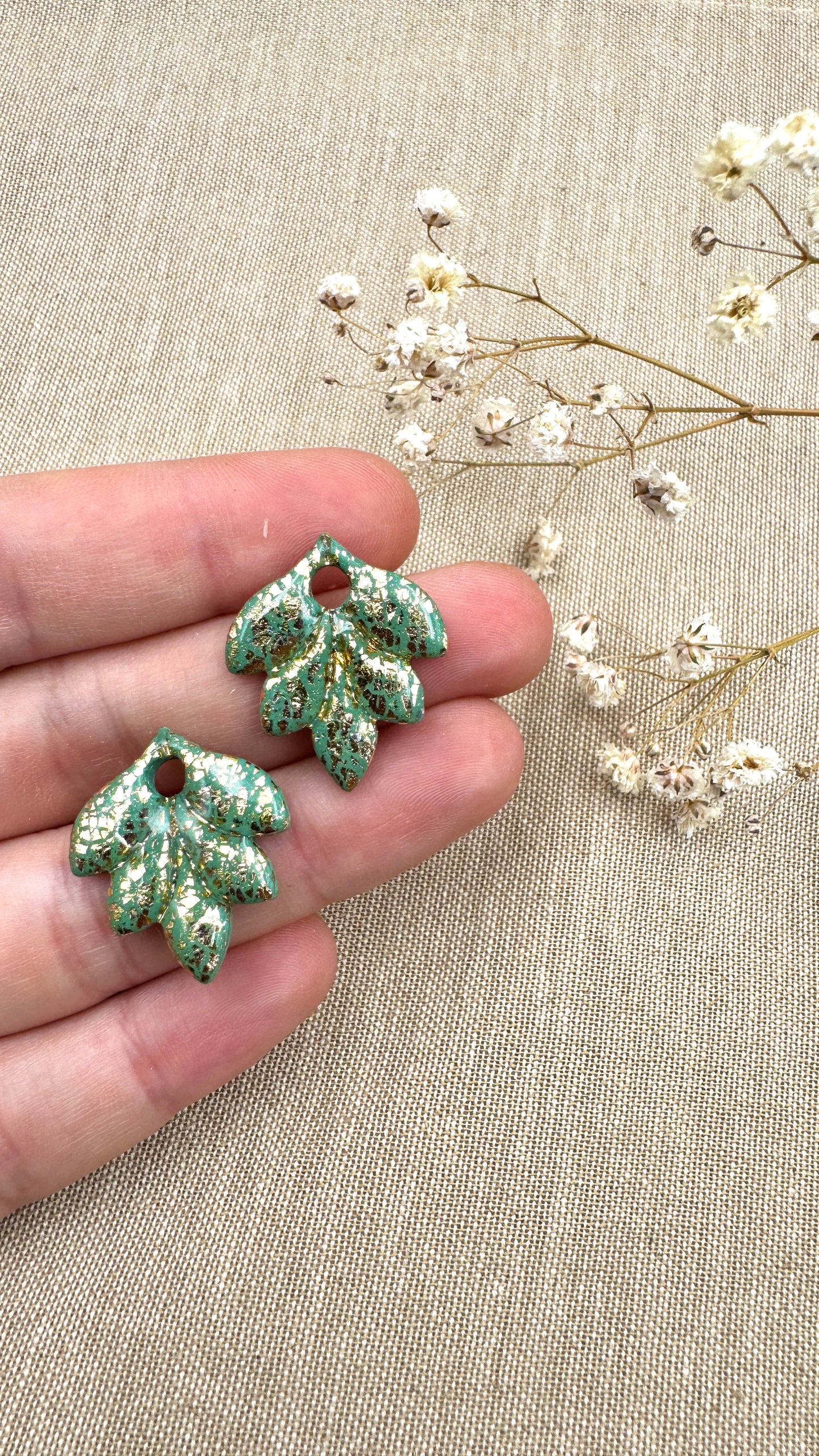 Pampilles feuilles vert/or