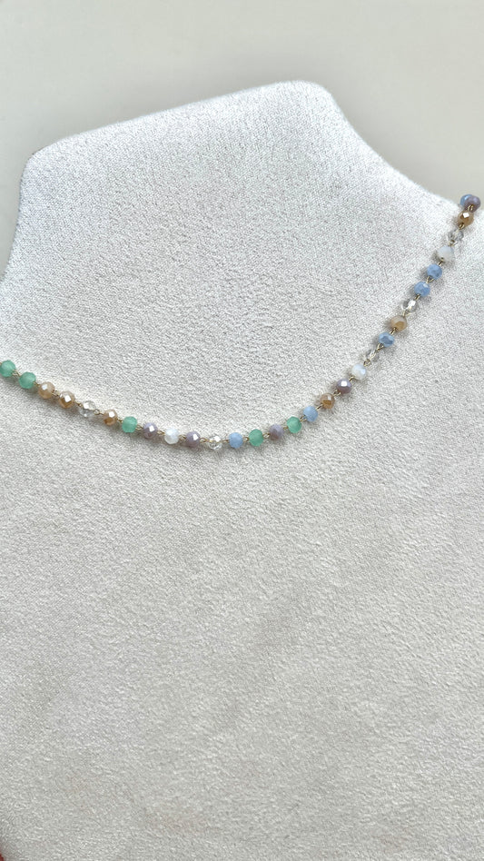 Chaîne perlée interchangeable vert/bleu