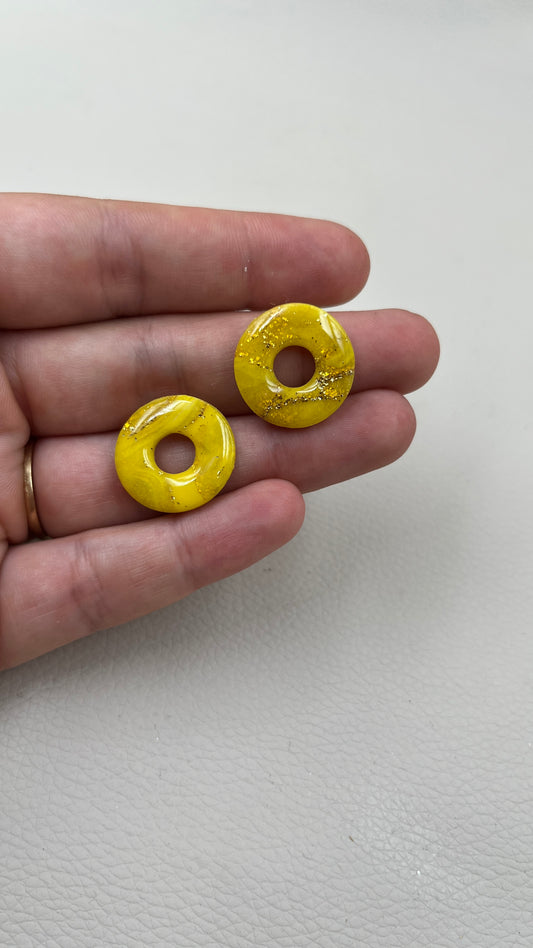 Pampilles rondes marbrées jaunes