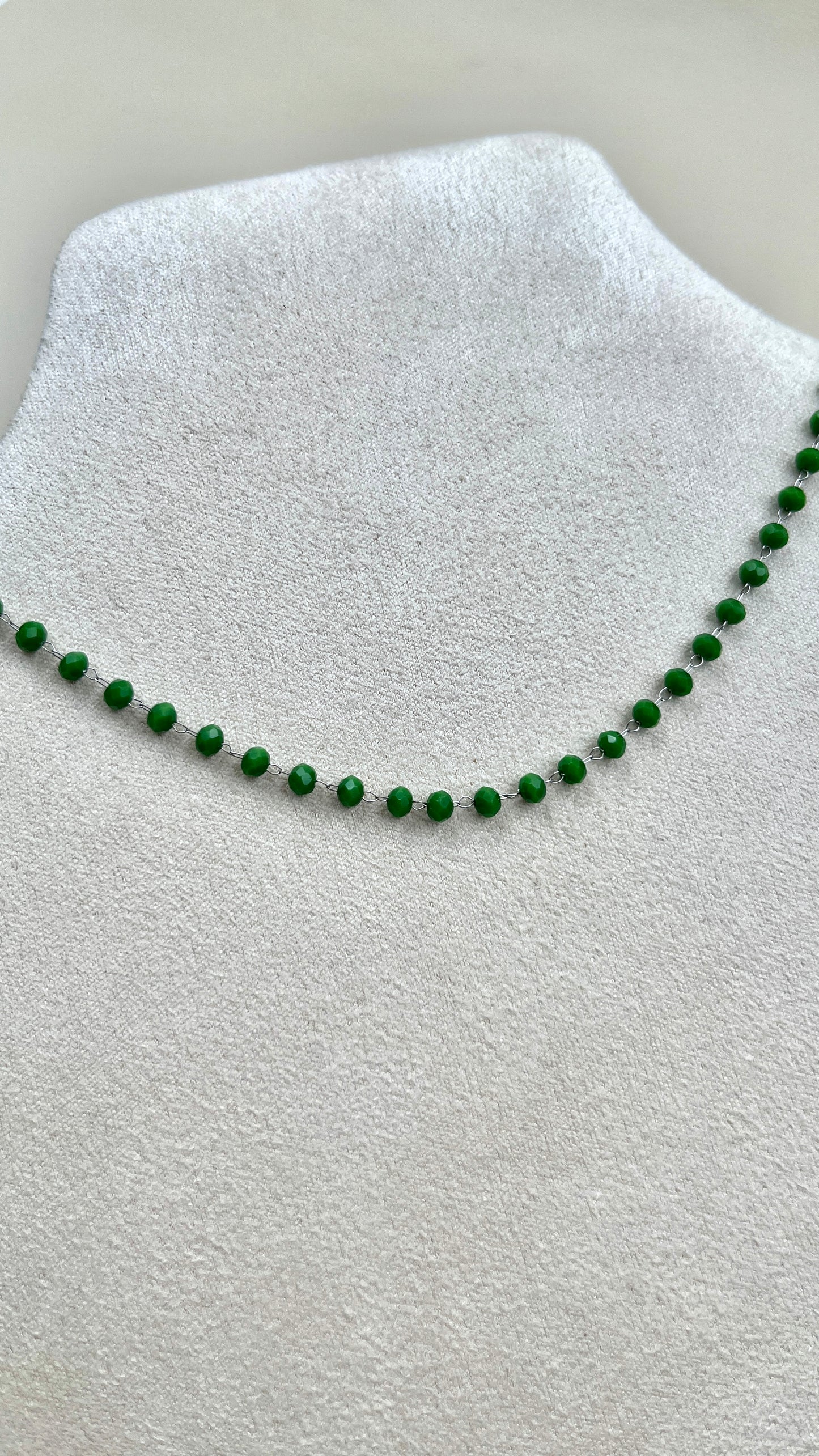 Chaîne perlée interchangeable vert/argent