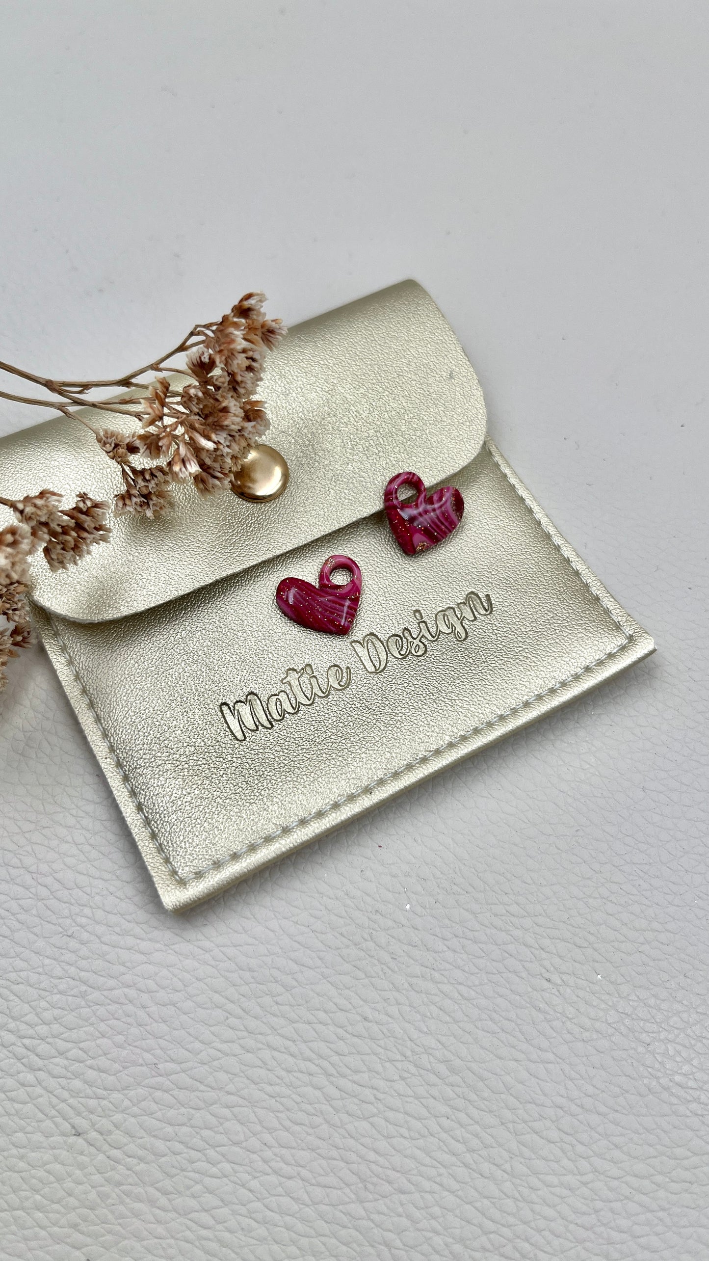 Pampilles cœur marbrés roses