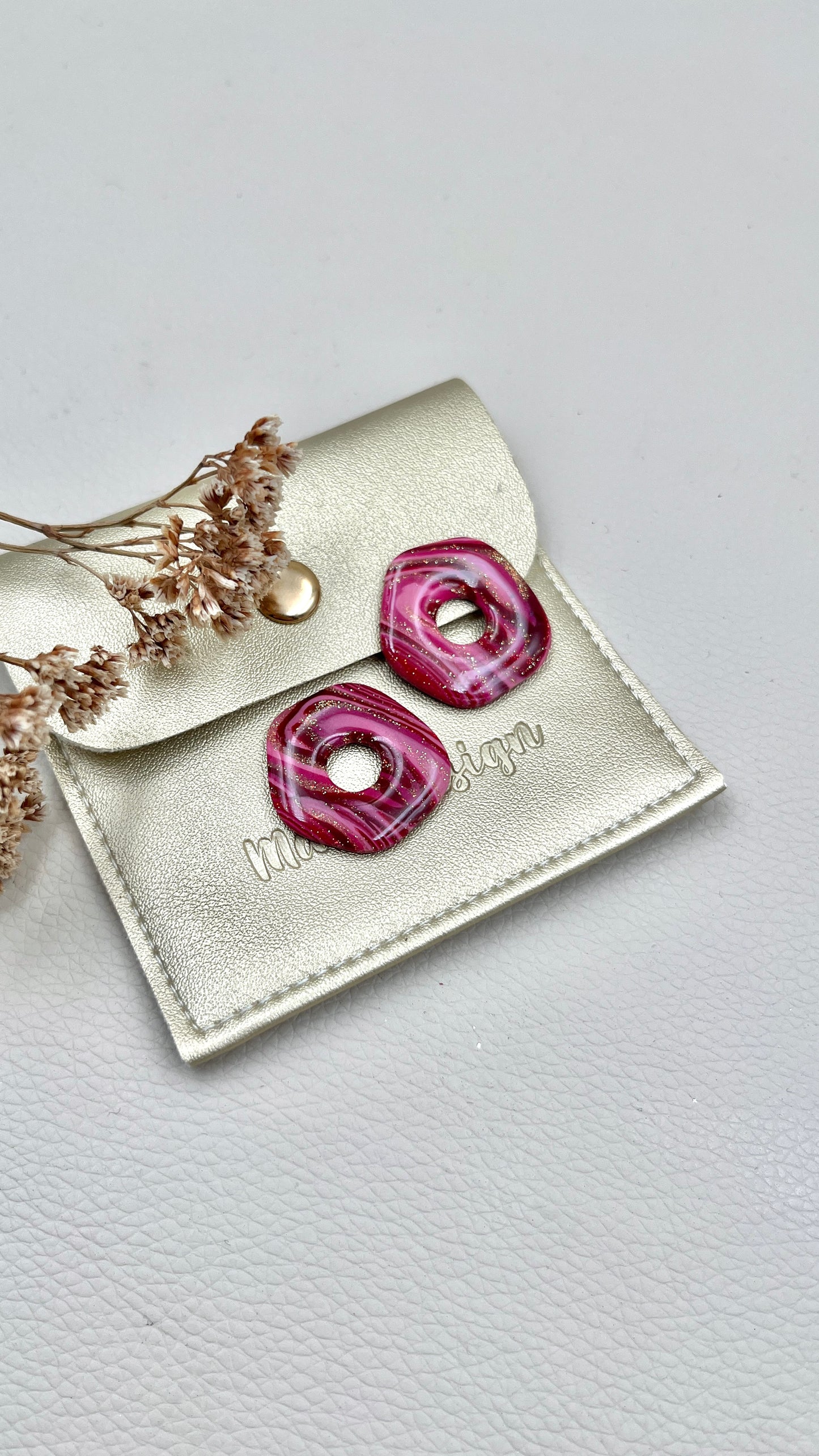 Pampilles asymétriques marbrés roses