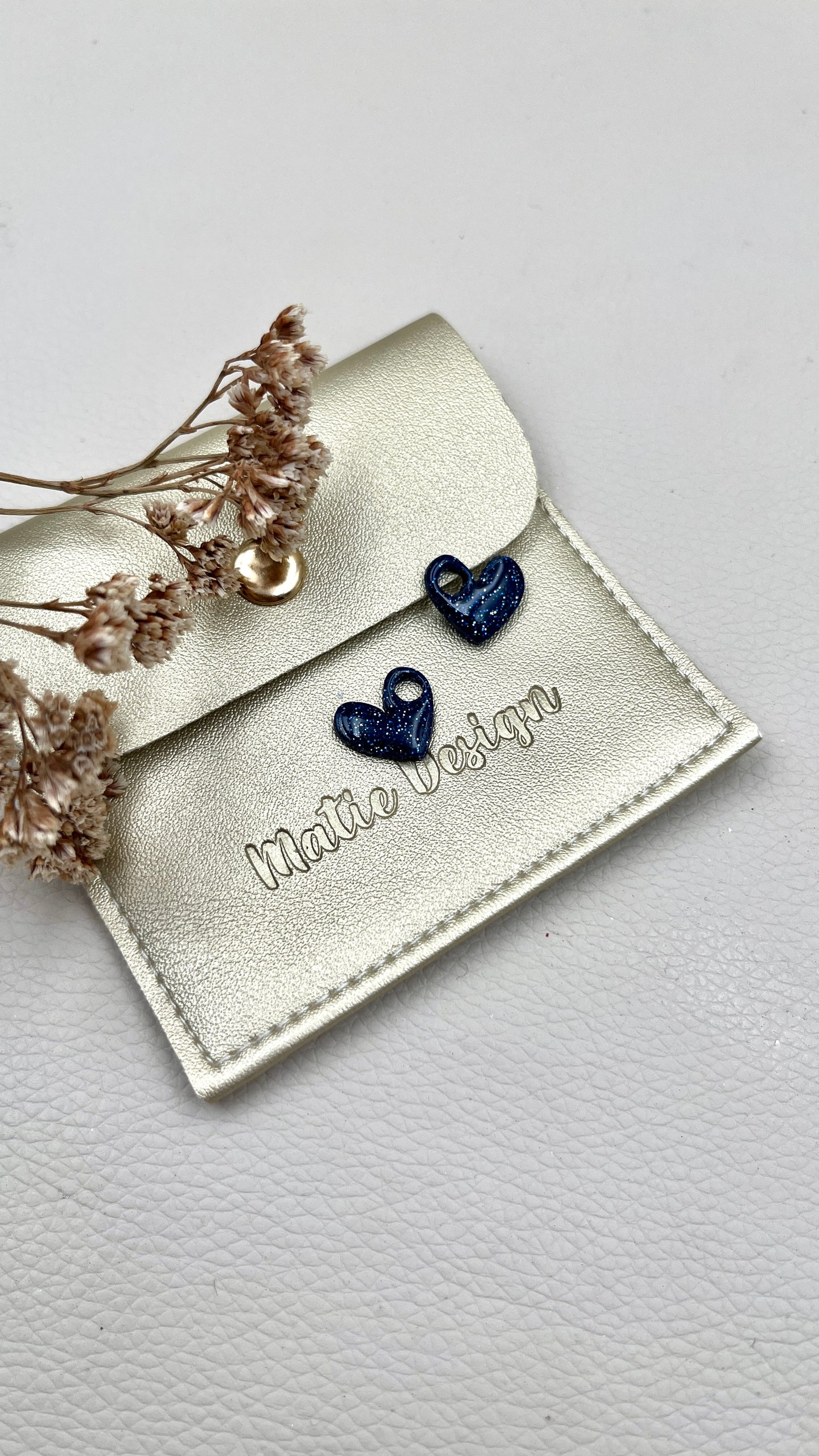 Pampilles cœur bleu pailleté