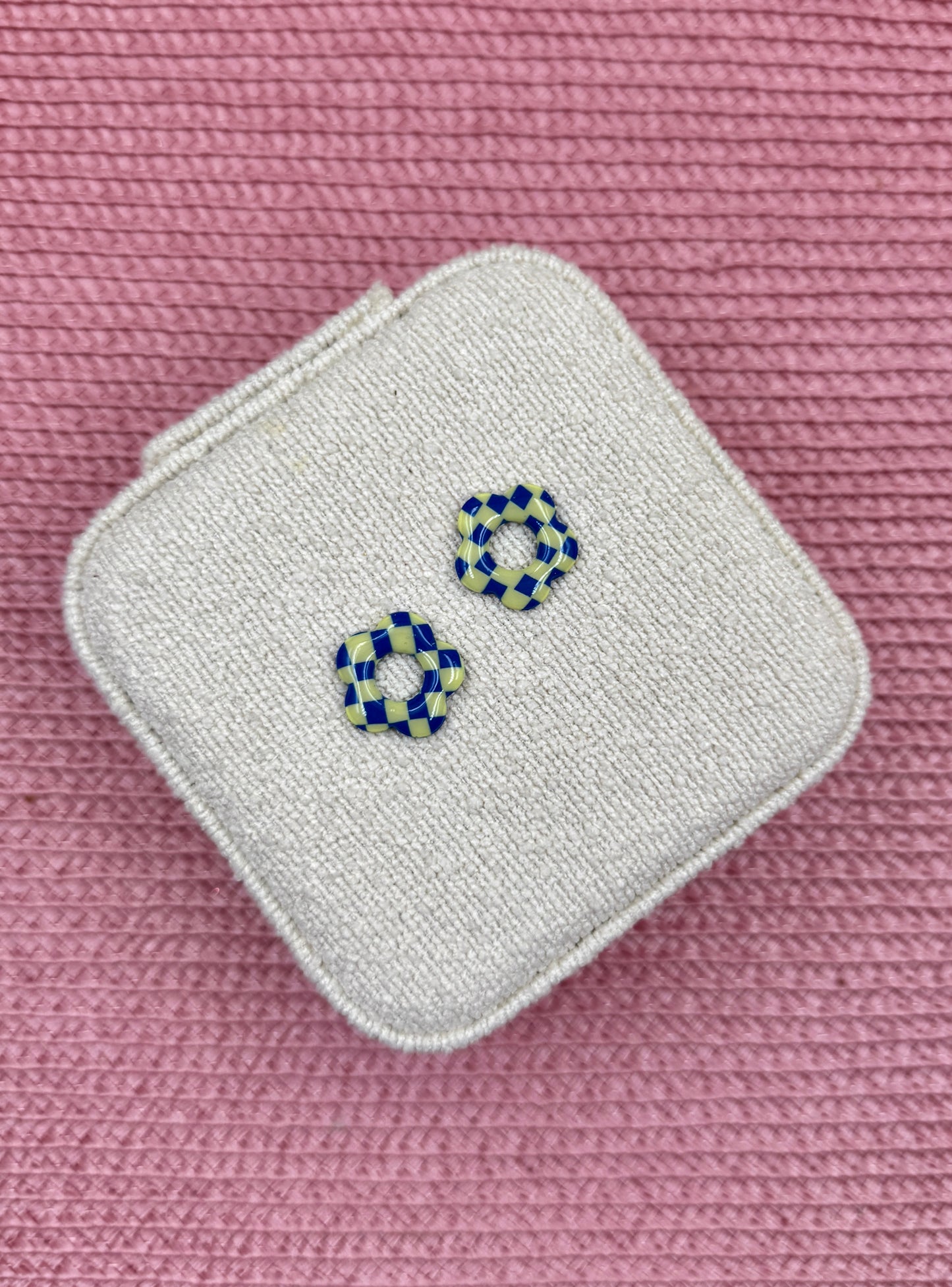 Pampilles damier bleu/jaune S