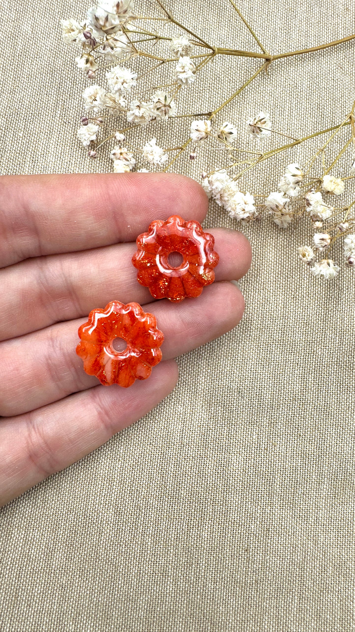 Pampilles Marguerite rouges orangées
