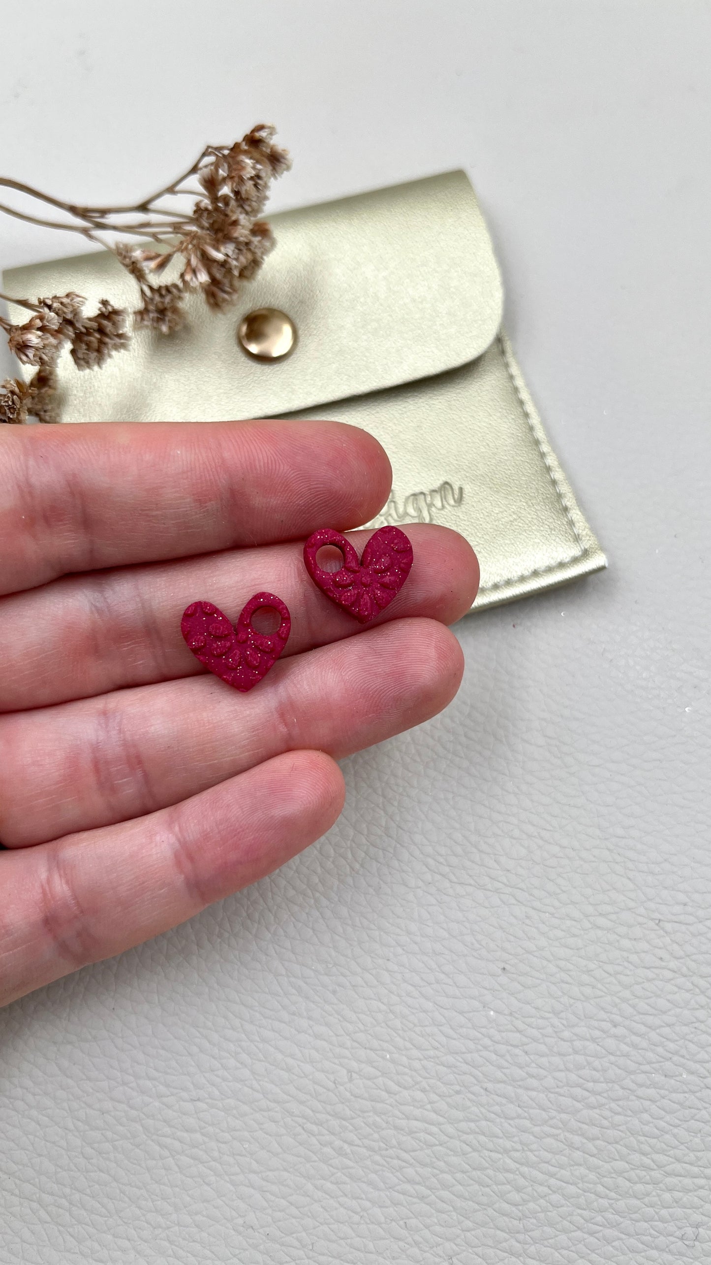 Pampilles cœur bordeaux