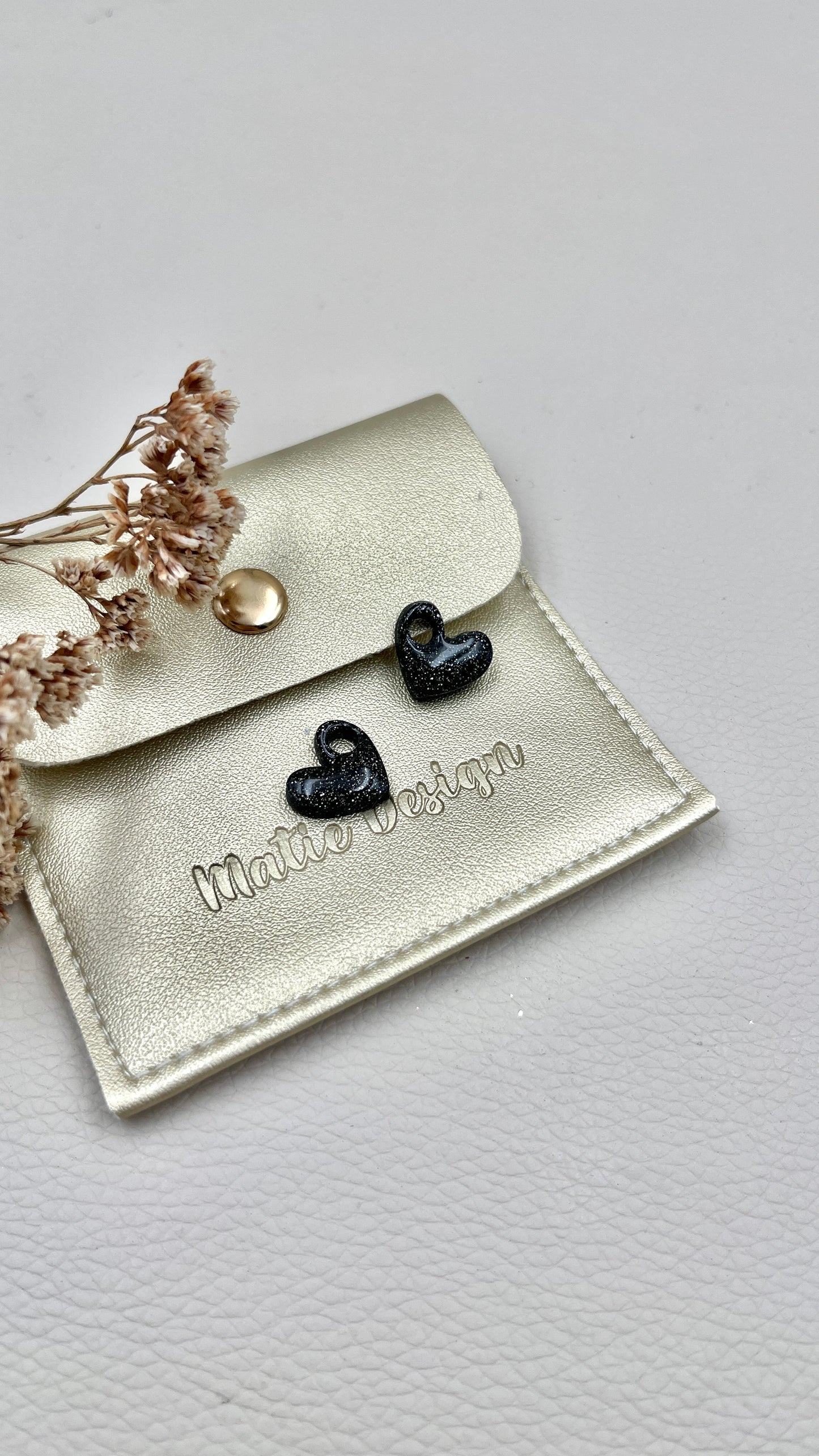 Pampilles cœur noirs pailletés