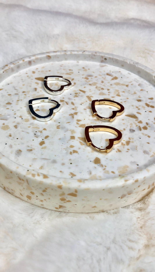 VALENTINE earrings, heart-shaped earrings in stainless steel, gold in silver, creoles, love