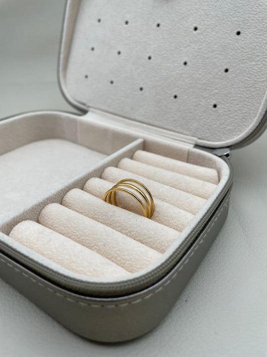 Multi row ring, wide ring, adjustable, women's jewelry