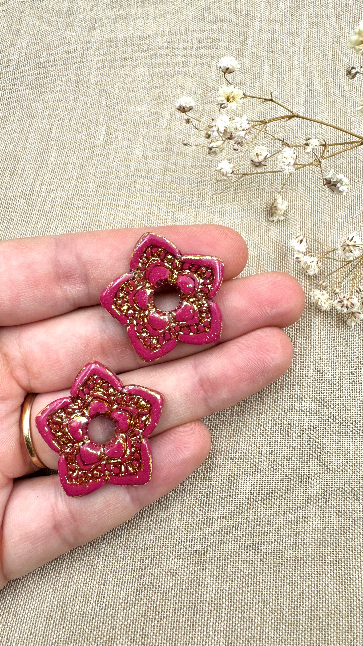 Pampilles Étoiles rouge/or