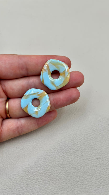 Pampilles fleurs XL turquoise/orange
