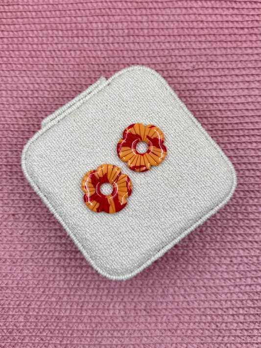 Pampilles fleurs orange/rouge XL