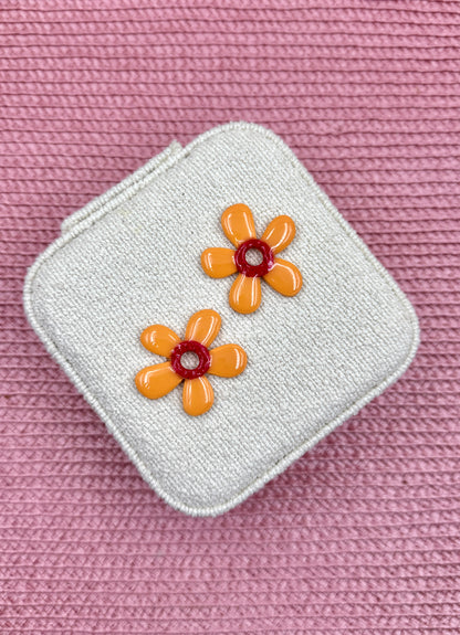Pampilles fleurs orange/rouge XL
