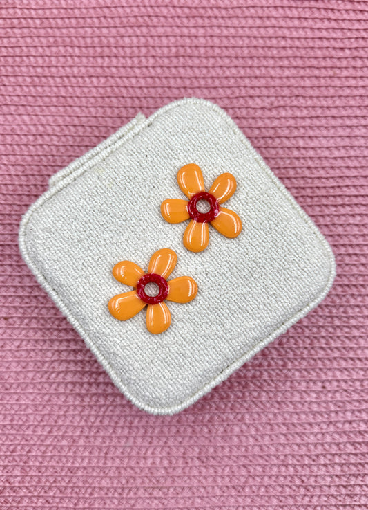Pampilles fleurs orange/rouge XL