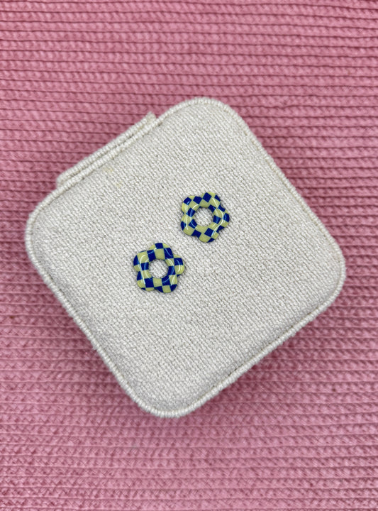Pampilles damier bleu/jaune S