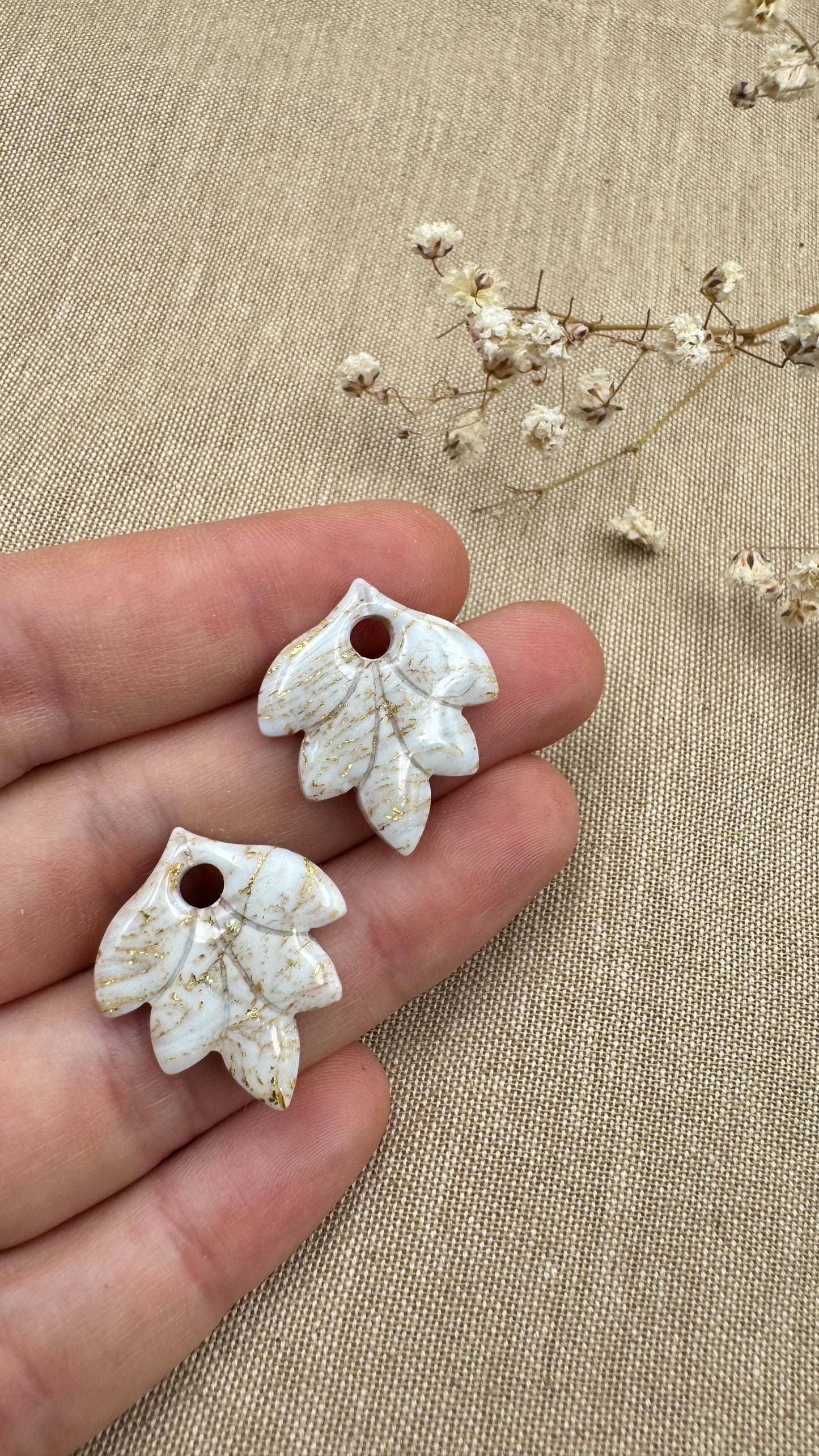 Pampilles feuilles blanc/or