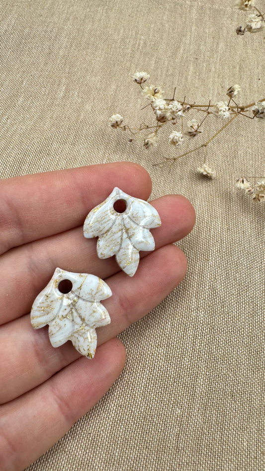 Pampilles feuilles blanc/or